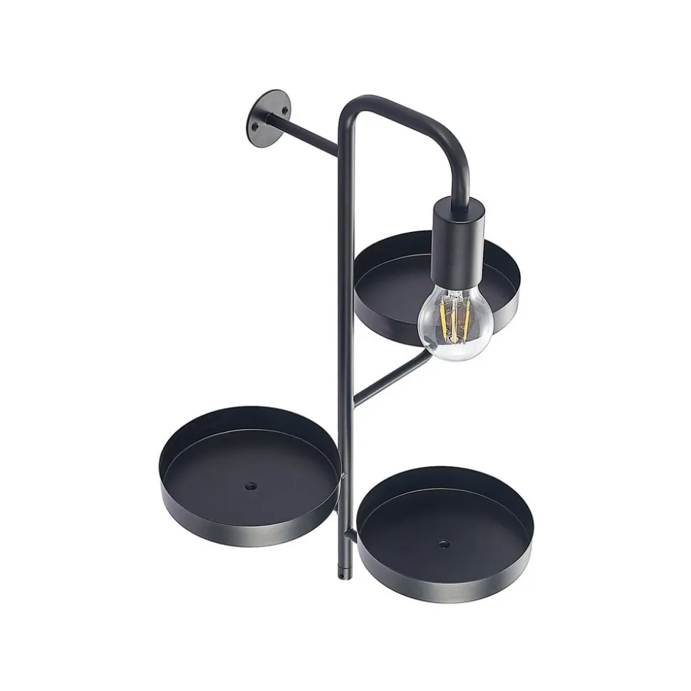 Wandlamp Hanjo, hoogte 50 cm, zwart, metaal