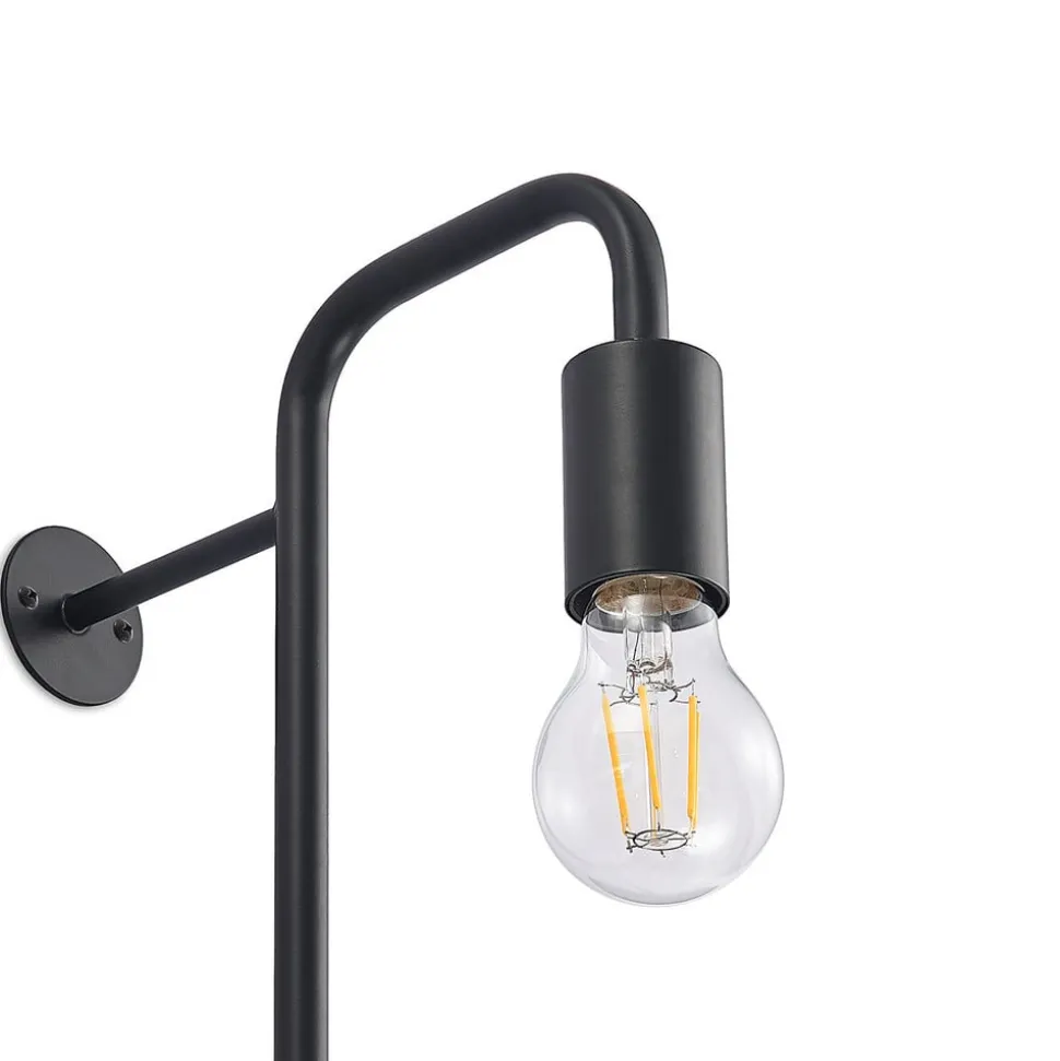 Wandlamp Hanjo, hoogte 50 cm, zwart, metaal