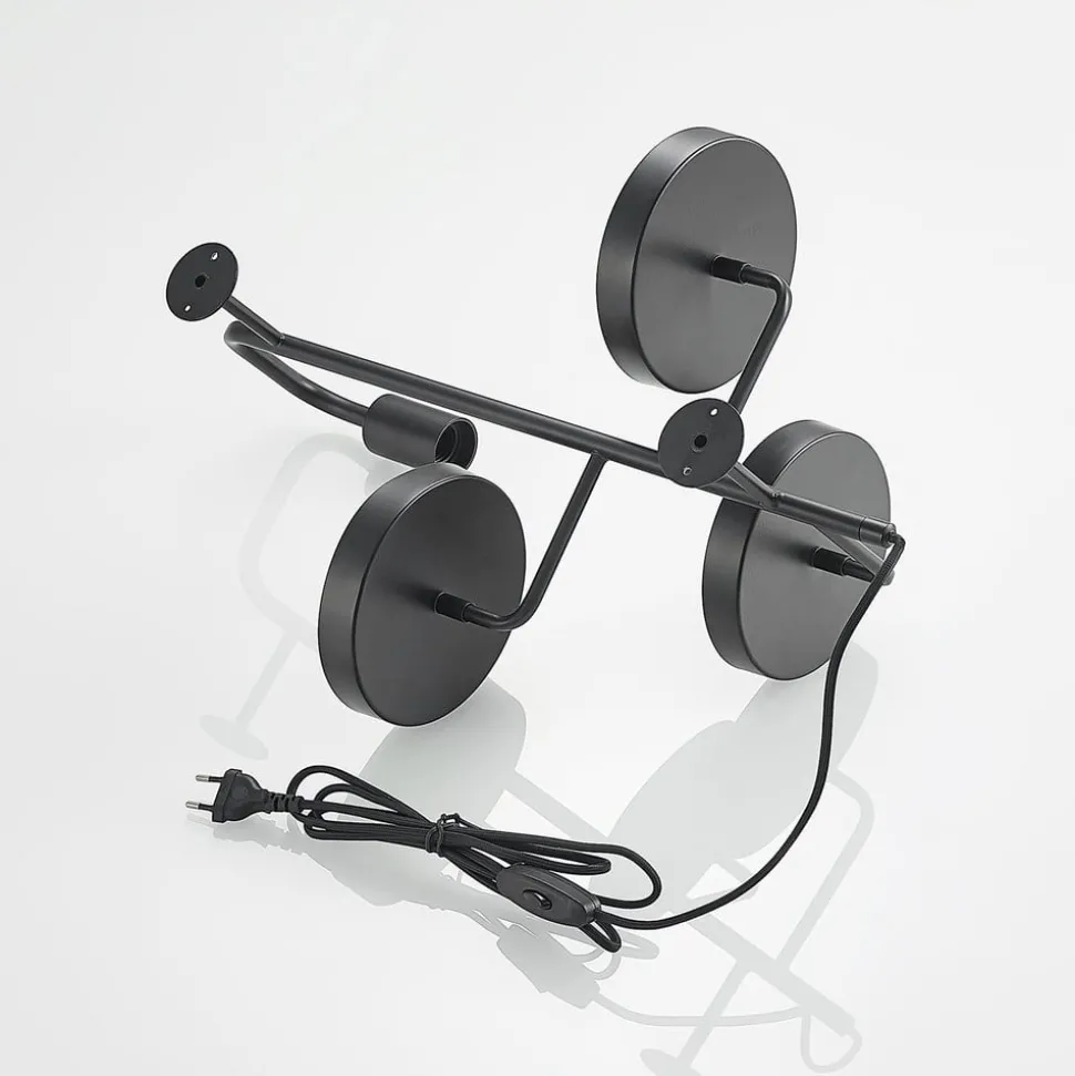 Wandlamp Hanjo, hoogte 50 cm, zwart, metaal