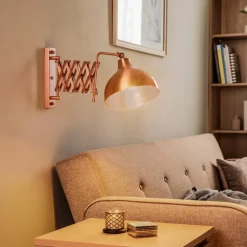 Wandlamp HAP-9082-CPR met schaararm, koper