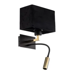 Wandlamp Harry, hoekig, zwart/messing/zwart