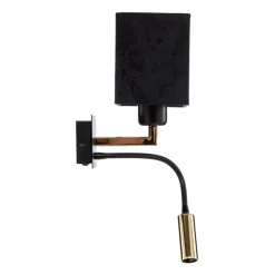 Wandlamp Harry, hoekig, zwart/messing/zwart