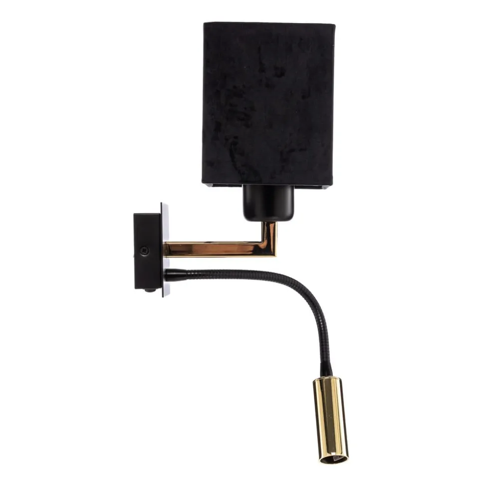 Wandlamp Harry, hoekig, zwart/messing/zwart