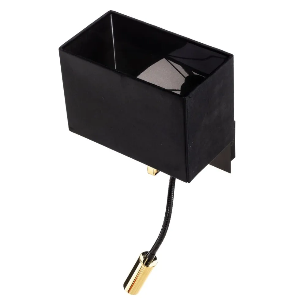 Wandlamp Harry, hoekig, zwart/messing/zwart