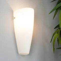 Wandlamp Hermine, wit, glas, hoogte 30cm, E27