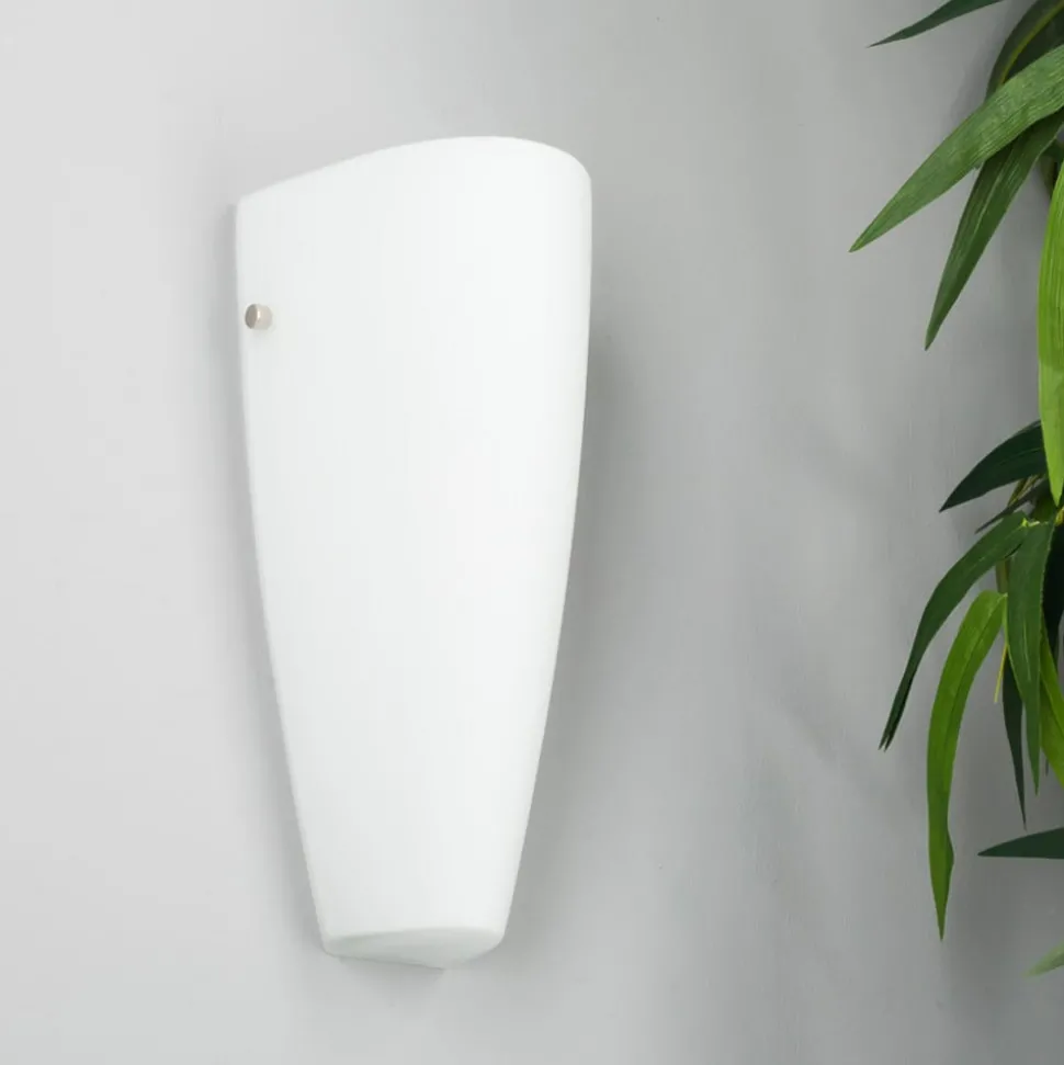 Wandlamp Hermine, wit, glas, hoogte 30cm, E27