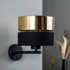 Wandlamp Hilton, zwart/goud