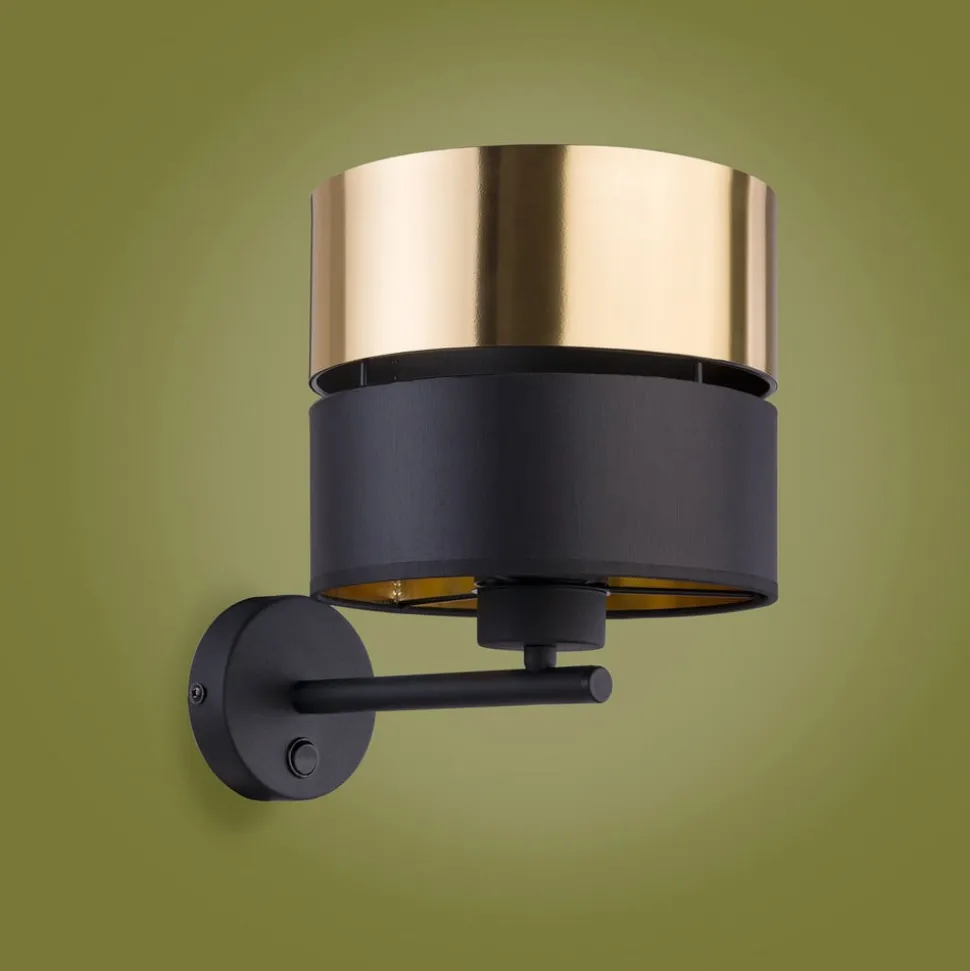 Wandlamp Hilton, zwart/goud