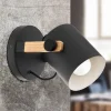 Wandlamp Hornwood met houtdetail, zwart