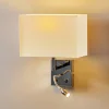 Wandlamp Hotel LED, wit, textiel, 2-lamps, LED leeslamp