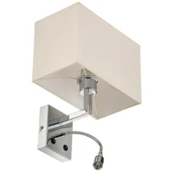 Wandlamp Hotel LED, wit, textiel, 2-lamps, LED leeslamp