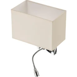 Wandlamp Hotel LED, wit, textiel, 2-lamps, LED leeslamp