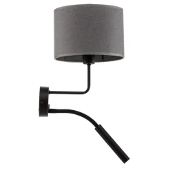 Wandlamp Hotel Plus met leeslampje, grijs