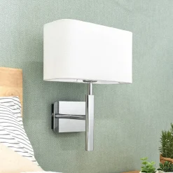 Wandlamp Jettka met stoffen kap en schakelaar