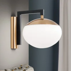 Wandlamp Josephine met kap van glas