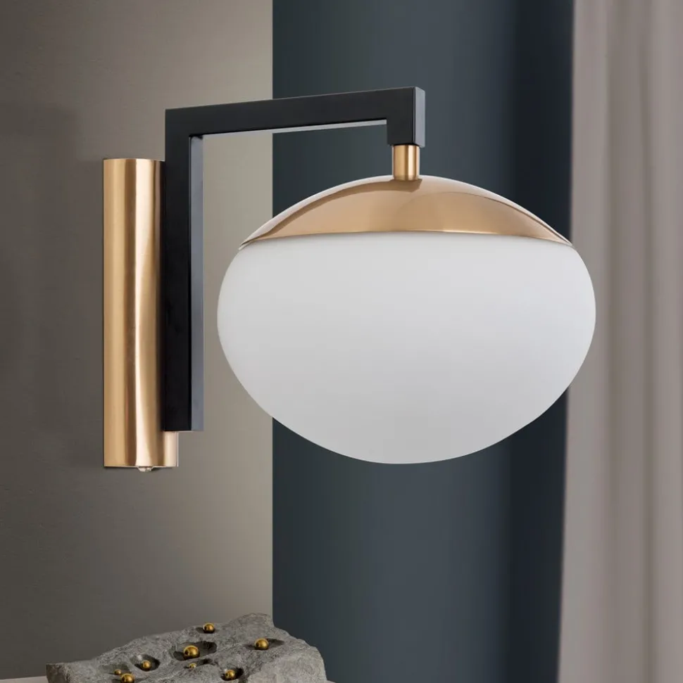 Wandlamp Josephine met kap van glas