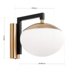 Wandlamp Josephine met kap van glas