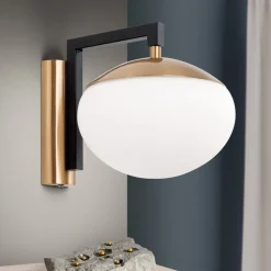 Wandlamp Josephine met kap van glas