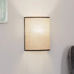 Wandlamp jute &black, naturelbruin, halfronde