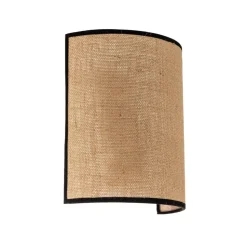 Wandlamp jute &black, naturelbruin, halfronde