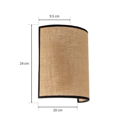 Wandlamp jute &black, naturelbruin, halfronde