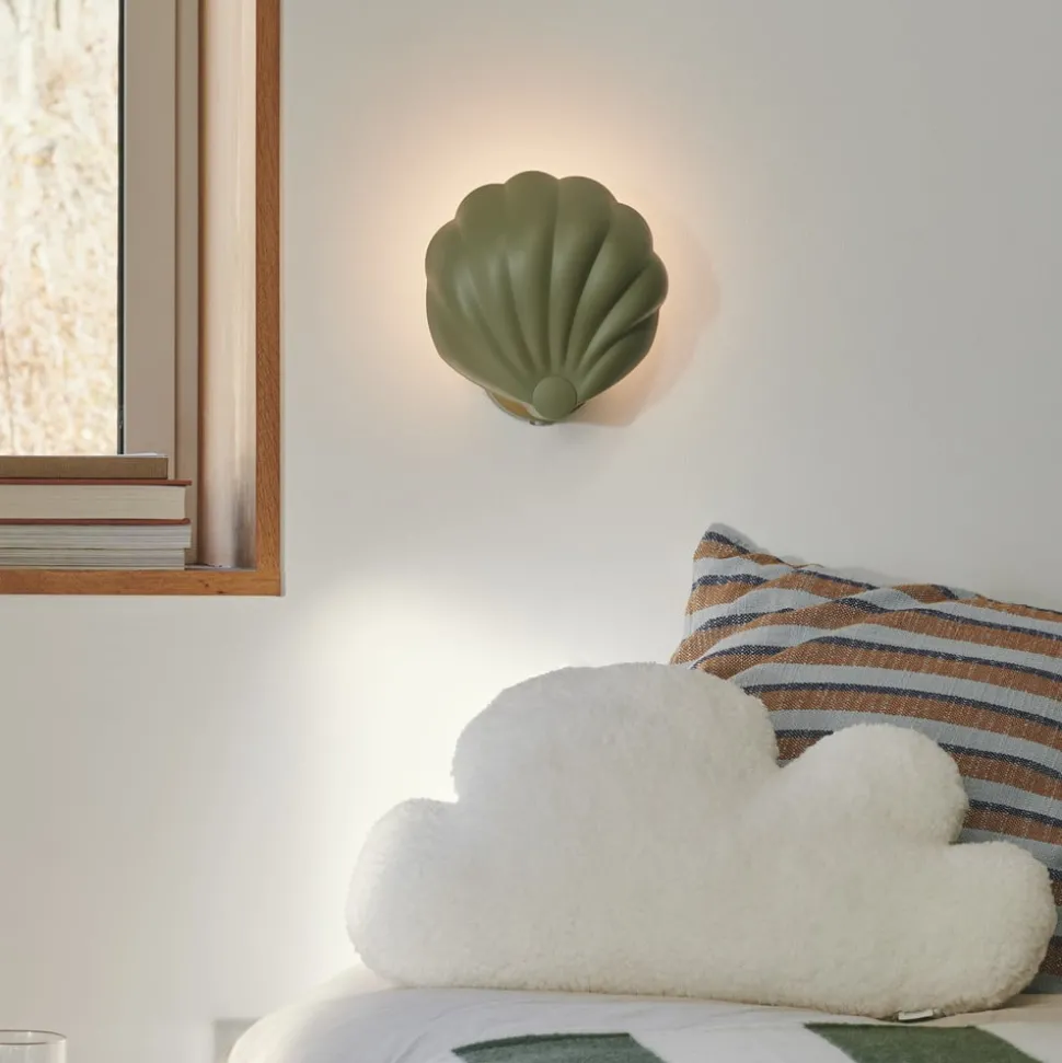 Wandlamp Konchi met kabel en stekker, groen
