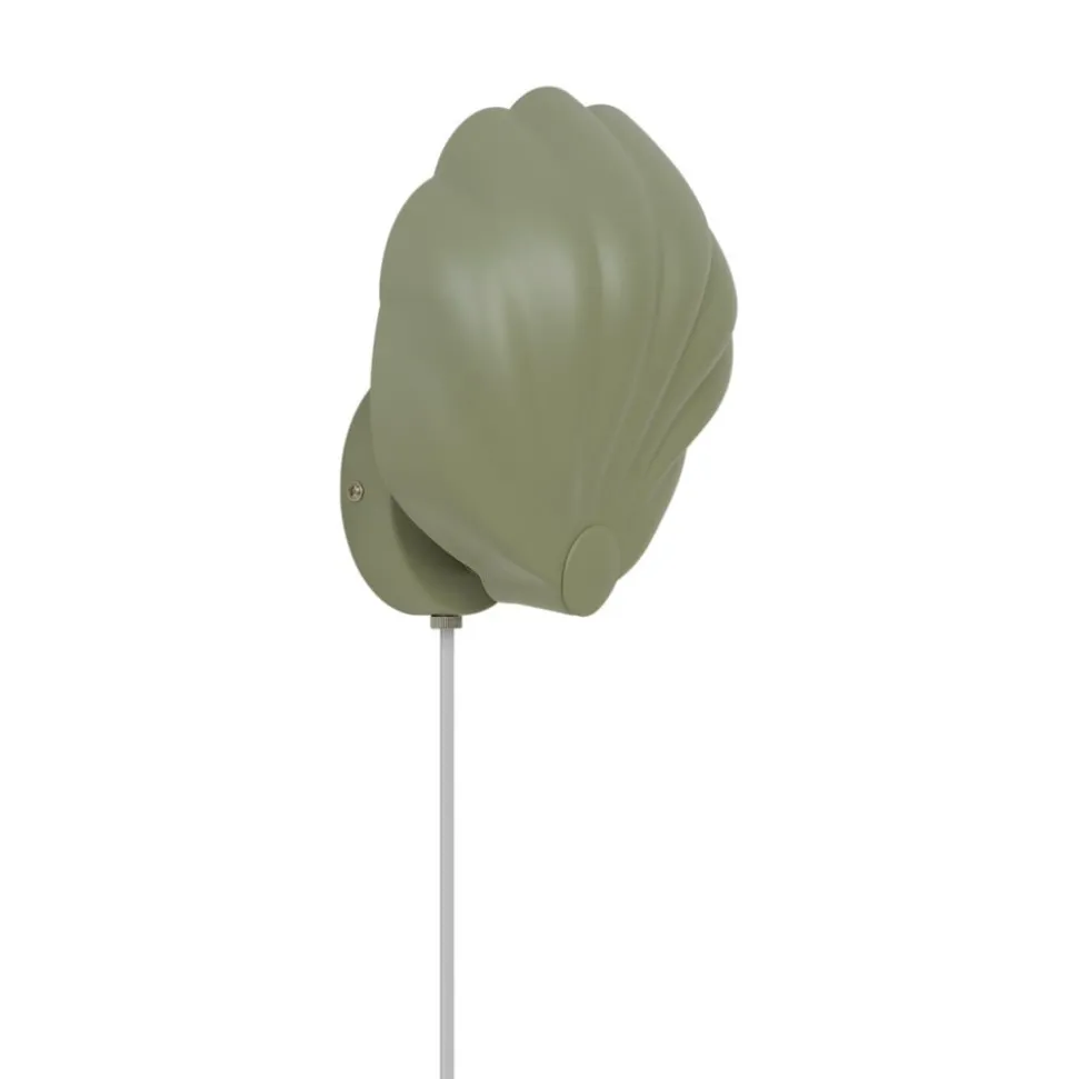 Wandlamp Konchi met kabel en stekker, groen