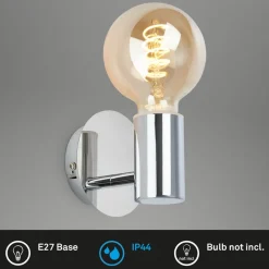 Wandlamp Kosol voor de badkamer, IP44, E27, chroom