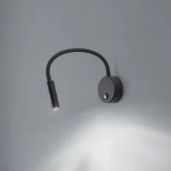 Wandlamp Lagos, 45 cm, zwart, leeslamp, verstelbaar, G9