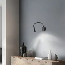 Wandlamp Lagos, 45 cm, zwart, leeslamp, verstelbaar, G9