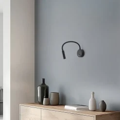 Wandlamp Lagos, 45 cm, zwart, leeslamp, verstelbaar, G9