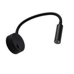 Wandlamp Lagos, 45 cm, zwart, leeslamp, verstelbaar, G9