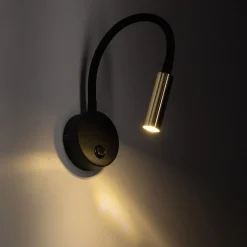 Wandlamp Lagos, zwart/goud, 45 cm, leeslamp, G9