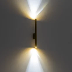 Wandlamp Laser, goudkleurig, metaal, 40 cm hoog, G9