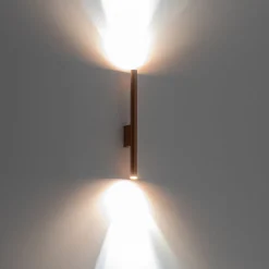 Wandlamp Laser, koperkleurig, metaal, 40 cm hoog, G9