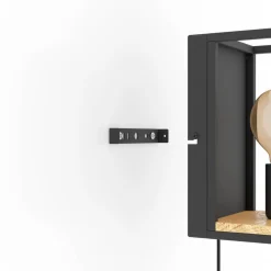 Wandlamp Libertad, breedte 14 cm, zwart/hout, staal