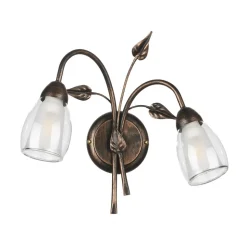 Wandlamp Liliana, 2-lamps, zwart, roodgoud, metaal