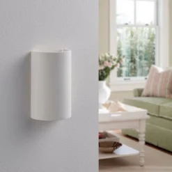 Wandlamp Lindby Colja, rond, hoogte 16 cm, gips, wit