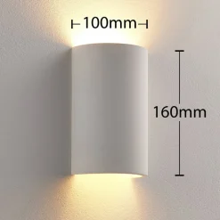 Wandlamp Lindby Colja, rond, hoogte 16 cm, gips, wit