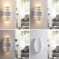 Wandlamp Lindby Marit, hoogte 30 cm, wit, gips, E14