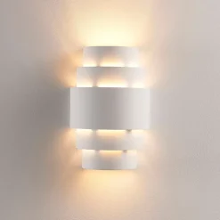 Wandlamp Lindby Marit, hoogte 30 cm, wit, gips, E14