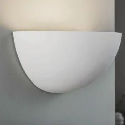Wandlamp Lindby Pascali, hoogte 13 cm, wit, gips