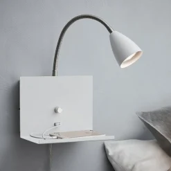 Wandlamp Logi met plank, wit