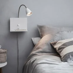 Wandlamp Logi met plank, wit