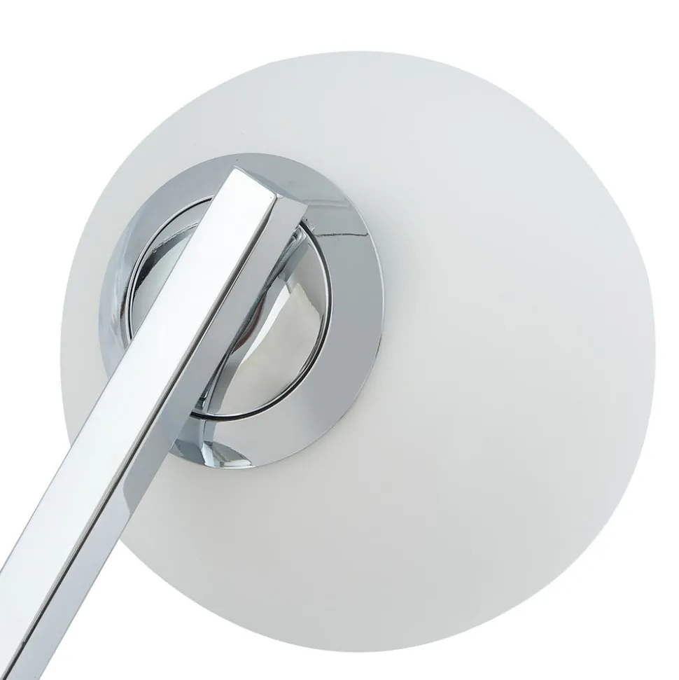 Wandlamp Lucande Bidolo, chroomkleurig, glas, Ø 12 cm, IP44