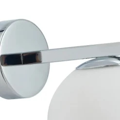 Wandlamp Lucande Bidolo, chroomkleurig, glas, Ø 12 cm, IP44