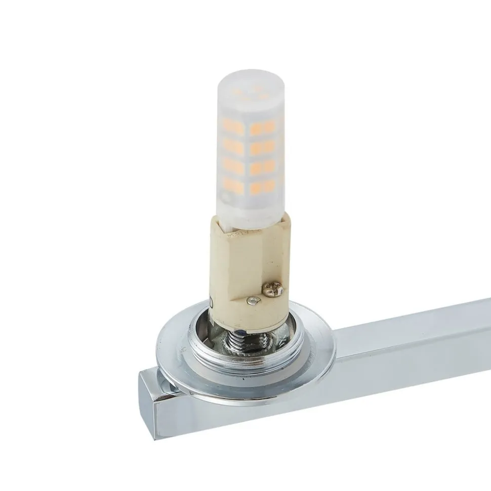 Wandlamp Lucande Bidolo, chroomkleurig, glas, Ø 12 cm, IP44