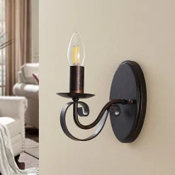 Wandlamp Lucande Caleb, 18 cm, roestkleurig, metaal, E14