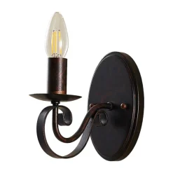 Wandlamp Lucande Caleb, 18 cm, roestkleurig, metaal, E14