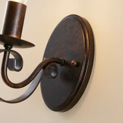 Wandlamp Lucande Caleb, 18 cm, roestkleurig, metaal, E14